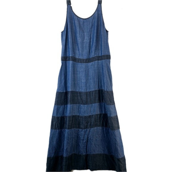 Tommy Bahama Chambray Maxi Dress Women's Size 10 Sleeveless‎ Striped Casual Blue - Picture 1 of 14